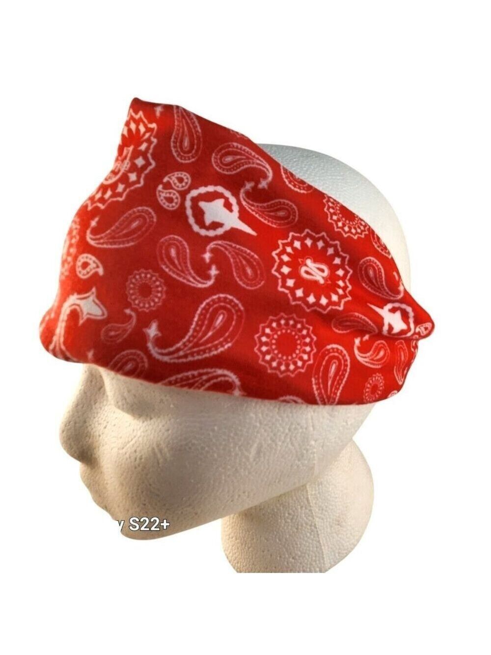 Red Paisley Print Bandana Headband/Neck Gaiter Multifunctional Unisex Accessory
